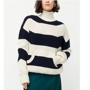 J. Crew Front-pocket Wool Turtleneck Sweater in Rugby Stripe | Size XS